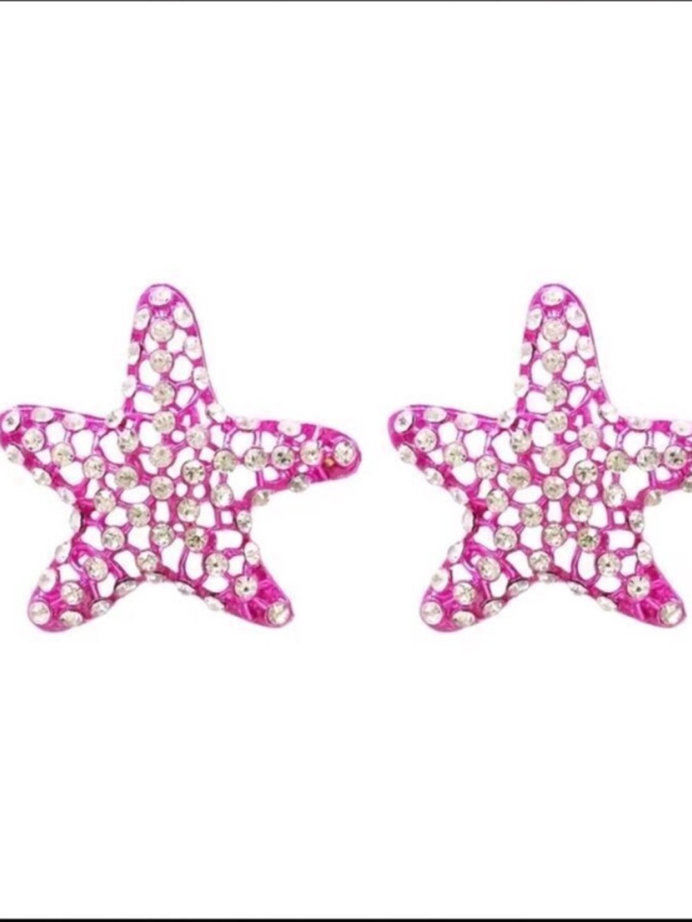 Pink Starfish Rhinestone earrings A15